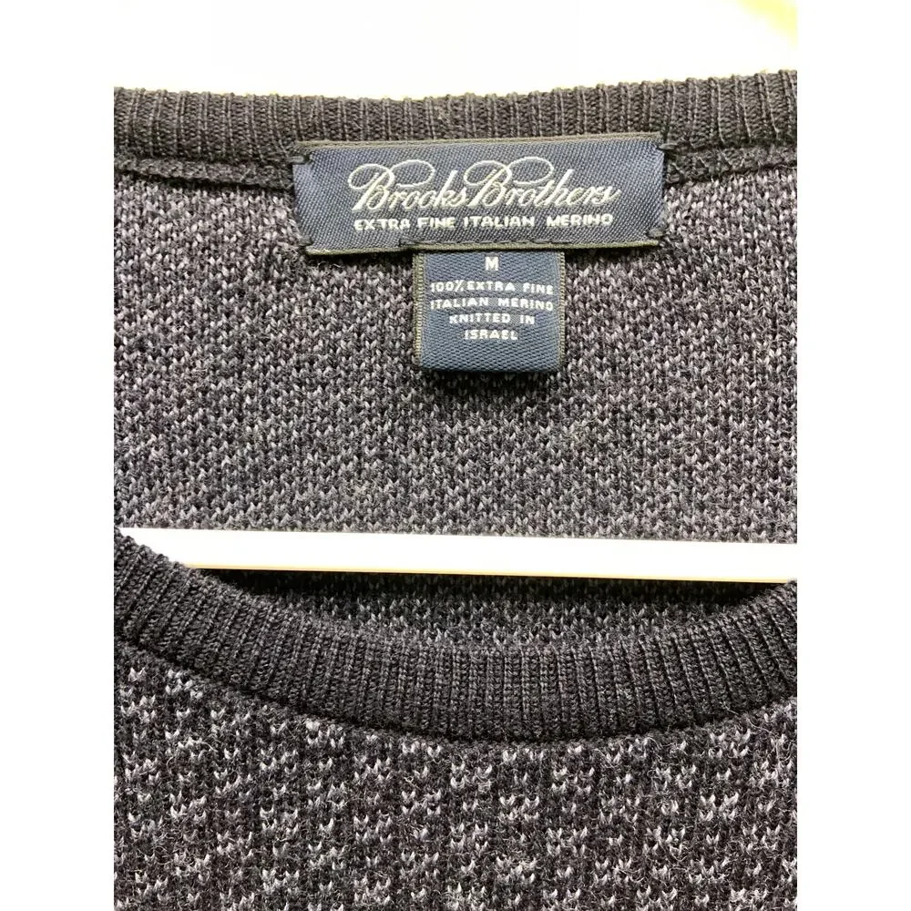 Brooks Brothers Blue Print Extra Fine Italian Merino Wool Crew neck Sweater M